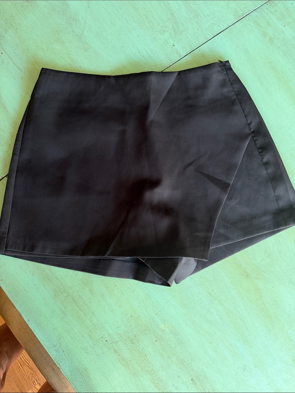 Black Wrap-Front Skort